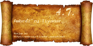 Ambrózy Tivadar névjegykártya